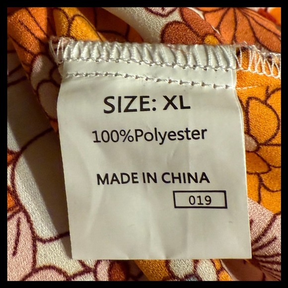 NWOT Retro Floral Print Long Sleeve Collared Button Up Shirt Top Women's XL - Picture 4 of 4